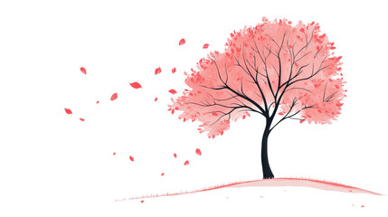 Poster - Minimalist illustration style tree Transparent background, PNG