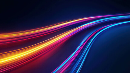 Wall Mural - Vibrant Light Trails on Dark Background Creating Dynamic Energy and Motion for Abstract Design and Modern Digital Art