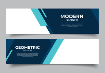 Poster - Abstract modern geometric shapes web banner for presentation or business template horizontal design background
