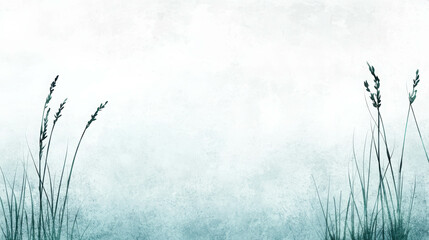 Poster - Serene Nature Background with Delicate Grass Silhouettes and Soft Textures for Peaceful Landscapes or Minimalist Designs