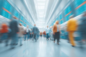 Poster - Dynamic Nasdaq Trading Floor with Fast-Moving Investors and Digital Market Displays Representing High-Stakes Financial Activity and Collective Market Energy