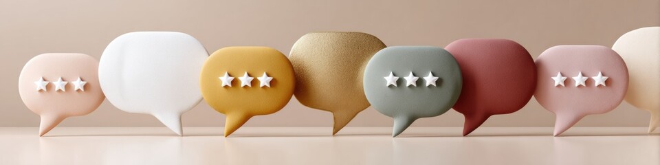 Poster - Digital Customer Feedback Interface with Five-Star Ratings and Chat Bubbles for Market Reaction and Reputation Management in Modern Business Innovation