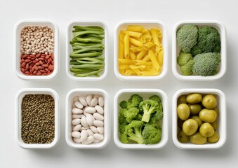 Aufkleber - Allergen-Free Healthy Meal Prep with Labeled Containers Featuring Fresh Vegetables and Beans for Clean Eating and Wellness Lifestyle Trends