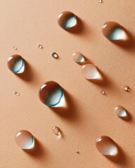 Aufkleber - Minimalist Water Droplets on Smooth Surface Representing Flood Risk Accumulation for Environmental Awareness and Safety Campaigns