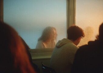 Poster - Candid Collaborative Classroom on Snowy Winter Morning with Frosted Window and Students in Warm Layers Promoting Focused Learning and Cozy Study Environment