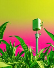 Aufkleber - Smart Farming Weather Station in Cornfield with Solar Panels and Wireless Sensors for Sustainable Precision Agriculture and Environmental Monitoring