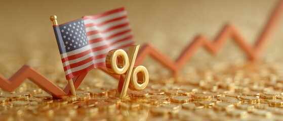 Poster - Economic Analysis of US-China Trade Relations with Export Tariff Symbols and Rising Market Graphs Showcasing Currency Competition and Policy Impact