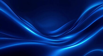 Poster - Abstract Blue Waves Video: Dynamic Light and Fluid Motion Background