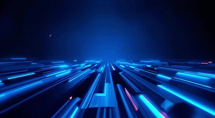 Poster - Abstract Blue and Red Light Streaks on Dark Surface.