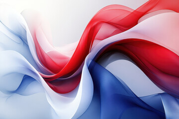 Fototapete - Red, white, and blue wave pattern with -dimensional effect on a computer screen.