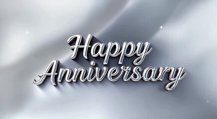 Aufkleber - Happy Anniversary Silver Text Animation on Silk Background.