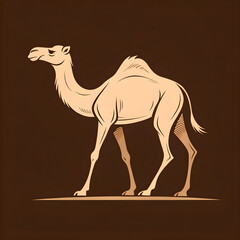 Fototapete - A full-body silhouette of a camel with one hump, lying down in a resting position with clear outlines and a minimalistic design.