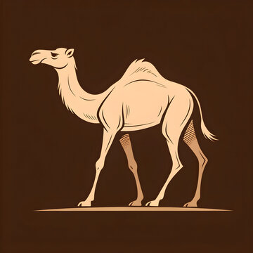 A full-body silhouette of a camel with one hump, lying down in a resting position with clear outlines and a minimalistic design.