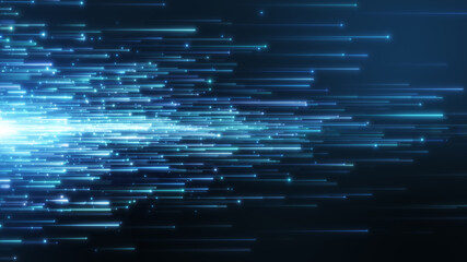 Poster - Abstract cold tech blue light trail creative cosmic background.