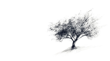 Poster - Tree formed by pencil strokes, sketch style Transparent background, PNG