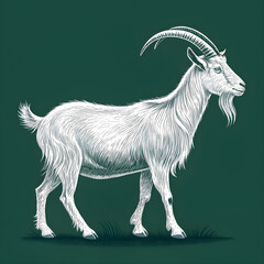 Fototapete - A full-body silhouette of a goat in side profile, featuring visible horns and a simple, minimalistic design.