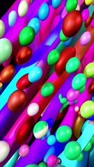 Aufkleber - Colorful Abstract Video Featuring Floating Spheres and Dynamic Geometric Shapes
