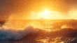 © DIDIK - Golden hour ocean waves dramatic sunset seascape