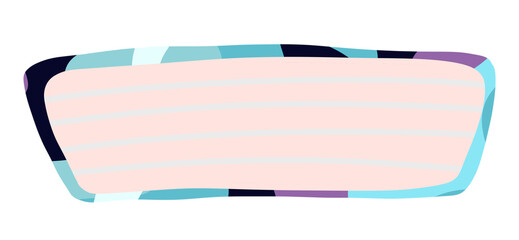 Poster - The border is composed of various geometric shapes and shades of blue, turquoise, purple, and dark blue, creating a vibrant and modern aesthetic.