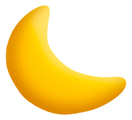 Leinwandbilder - The orange, golden crescent moon looks bright and lively, giving a feeling of peaceful night.
