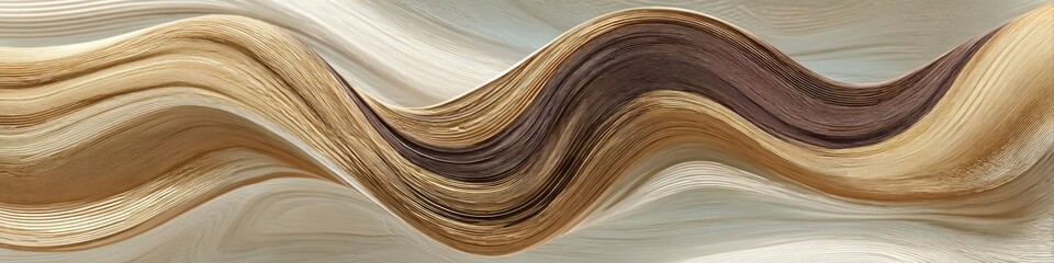 Fototapete - Abstract wavy pattern with beige brown and white lines creating a flowing and textured design element