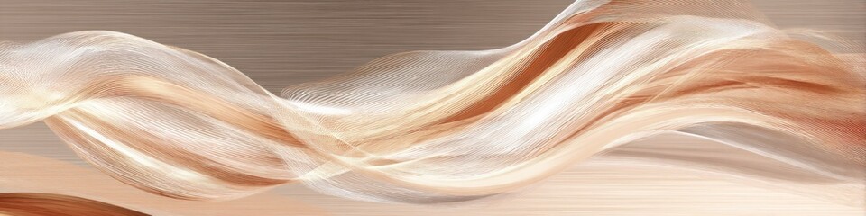 Fototapete - Abstract art featuring flowing lines in shades of brown and beige creating a wave like pattern