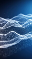 Poster - Abstract Blue Digital Wave Pattern with Glowing Dots for Technology and Data Visualization