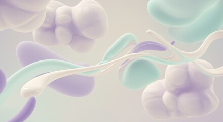 Poster - Abstract Soft Colorful Organic Shapes in Fluid Composition for Scientific or Artistic Use