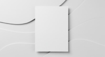 Poster - Minimalist White Card on Abstract White Background with Curved and Geometric Elements