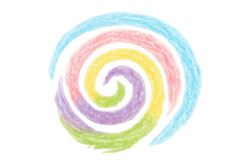 Poster - Colorful crayon spiral spinning clockwise, vibrant gradient swirling against transparent background, ideal for graphic design