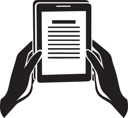 Poster - Stylish person holding a rectangular tablet or documents vector art, person holding a rectangular tablet or documents silhouette and line art vector