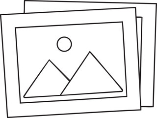 Poster - Vector illustration of representing a picture, photo, or image gallery icon, Silhouette and line art vector icon of representing a picture, photo, or image gallery
