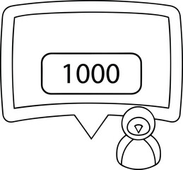Poster - Representing a social media follower count or notification vector icon, Silhouette and line art vector illustration of representing a social media follower count or notification
