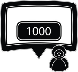 Poster - Representing a social media follower count or notification vector icon, Silhouette and line art vector illustration of representing a social media follower count or notification