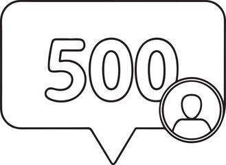 Poster - Representing a social media follower count or notification vector icon, Silhouette and line art vector illustration of representing a social media follower count or notification