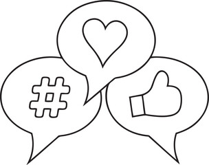 Poster - Vector illustration of representing social media engagement icon, representing social media engagement icon silhouette and line art vector illustration