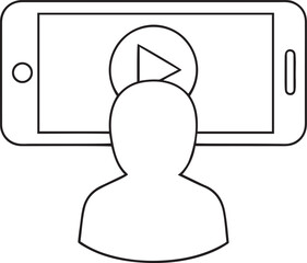 Poster - Vector icon design of representing vlogging or a video call, representing vlogging or a video call isolated line art and silhouette vector logo icon design