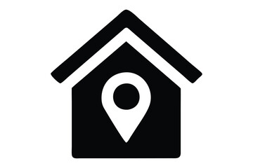 Fototapete - Black and white home icon representing location, real estate, and property navigation