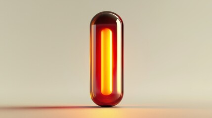 Poster - A glowing, vertical neon light enclosed in a sleek, reflective capsule with a minimalist background, AI network workplace