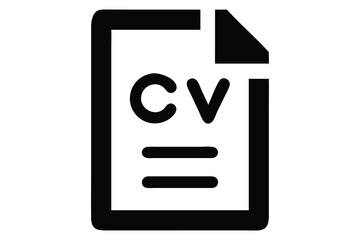 Fototapete - Black and white outline of a cv document showing resume and job application concept