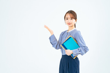 Aufkleber - 案内するカジュアルウェアの女性