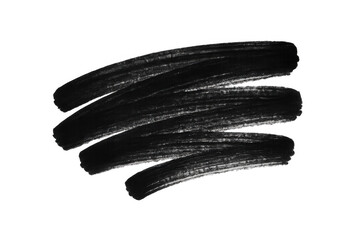 Poster - Black brush strokes creating textured abstract pattern, providing artistic graphic element against transparent background