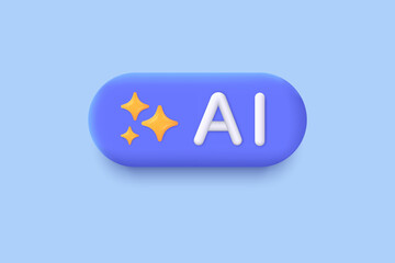 Aufkleber - 3D generative AI button. Generate and Magic star icon AI. Artificial intelligence technology and Deep learning. AI enters by command prompt to generate ideas. Trendy and modern vector in 3d style.