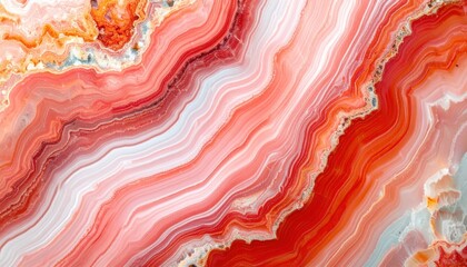 Aufkleber - Abstract Pattern of Red and White Marbled Agate Slices
