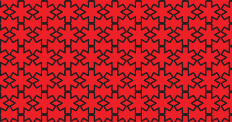 Poster - A repeating pattern of red shapes with black outlines arranged in rows and columns across the entire image area