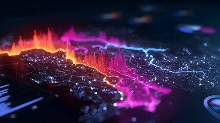 Poster - Data Visualization on Display: A futuristic display of data visualizations, showcasing intricate patterns and insights with vibrant glowing lines, symbolizing connectivity and the digital world.