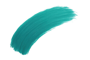Poster - Vibrant turquoise brush stroke creating a dynamic and textured artistic element, isolated on a transparent background