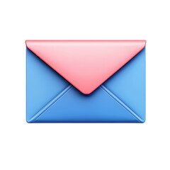Fototapete - 3D Email Illustration Blue Envelope Pink Seal Communication Message on transparent background