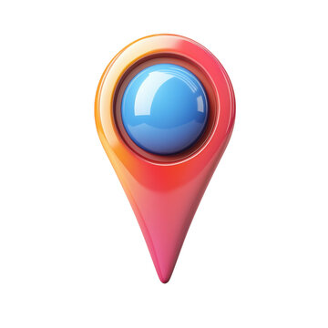 Glossy Map Marker Location Pin Icon Design Digital Navigation Symbol Blue on transparent background