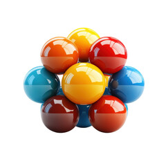 Poster - Glossy Balls Geometric sphere arrangement on dark backdrop with vibrant on transparent background